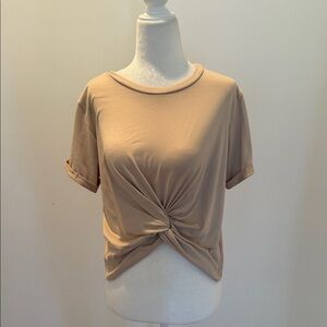 Tan Twist-Front Women's Top size S